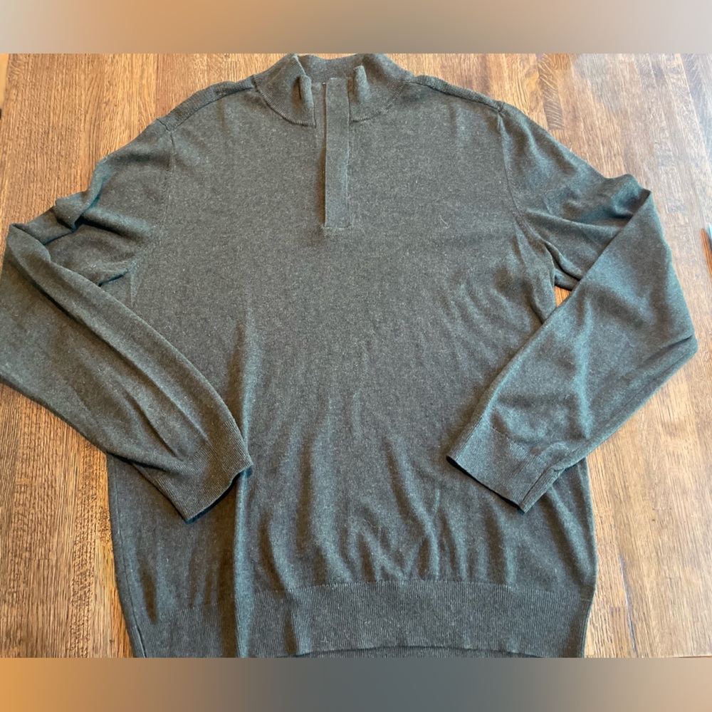 Banana Republic Green 1/4 Quarter Zip Sweater Luxe Cotton Preppy Classic -  L